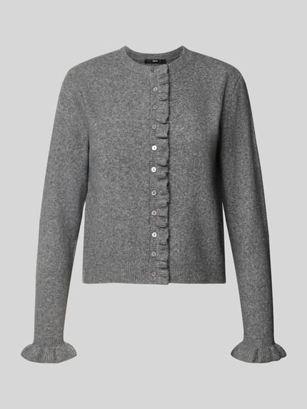 zero Regular Fit Strickjacke aus elastischem Baumwoll-Mix Hellgrau 1