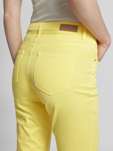 Oui Slim Fit Hose mit verkürztem Schnitt Hellgelb 3