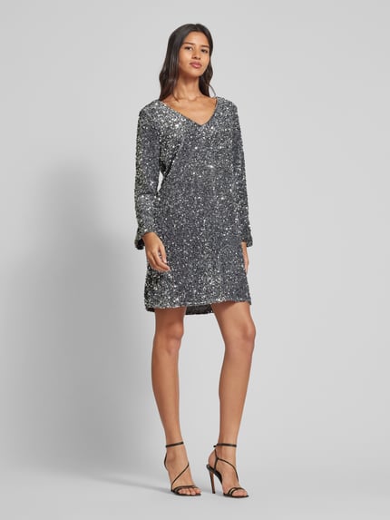 VILA Minikleid mit Paillettenbesatz Modell 'FAITH' Silber 1