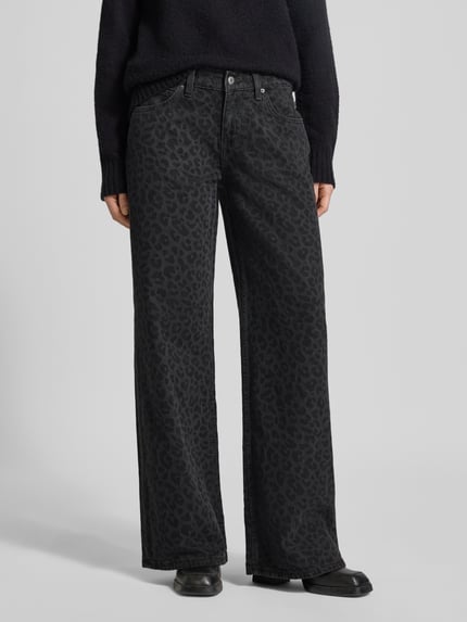 Mustang Wide Fit Jeans mit Allover-Animal-Print Modell 'Medley' Black 4