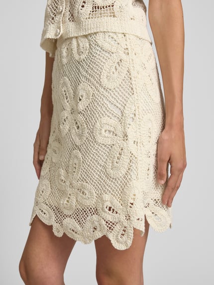 YAS Minirok met structuurmotief, model 'ANULA' Offwhite - 3