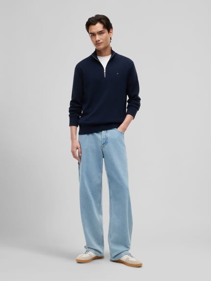 Tommy Jeans Slim Fit Troyer aus reiner Baumwolle Dunkelblau 1