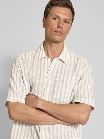 WOODBIRD Vrijetijdsoverhemd met borstzak, model 'Banks' Offwhite - 3