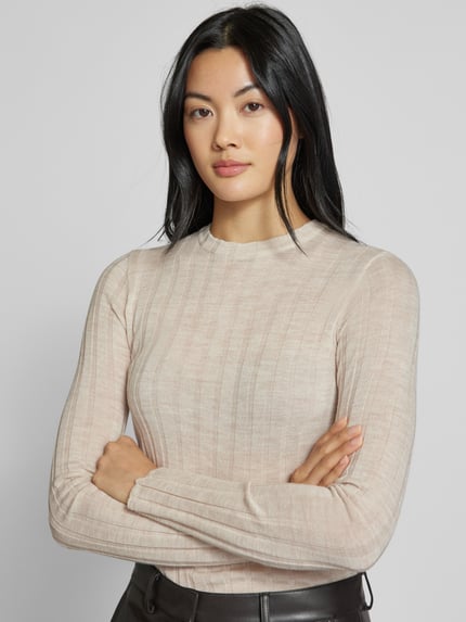 IVY OAK Strickpullover aus Schurwolle mit Strukturmuster Modell 'KACY' Sand Melange 3