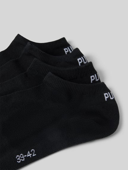 Produktfoto, Sneakersocken mit Logo im 4er-Pack von PUMA, mieszanka bawełny z dodatkiem streczu, dopasowany krój, czarne, zestaw 4 szt.