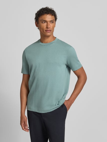 Emporio Armani T-Shirt mit geripptem Rundhalsausschnitt Tuerkis 4