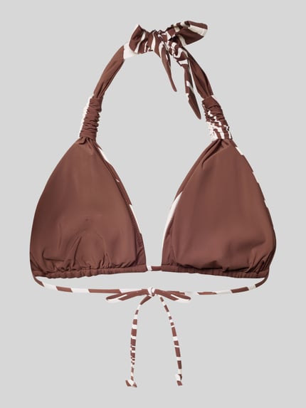 Produktfoto, Bikini-Oberteil mit Schnürung Modell 'COASTLINE' von Seafolly in Braun und Weiß, Material-Mix mit Stretch-Anteil, Multi Fit.