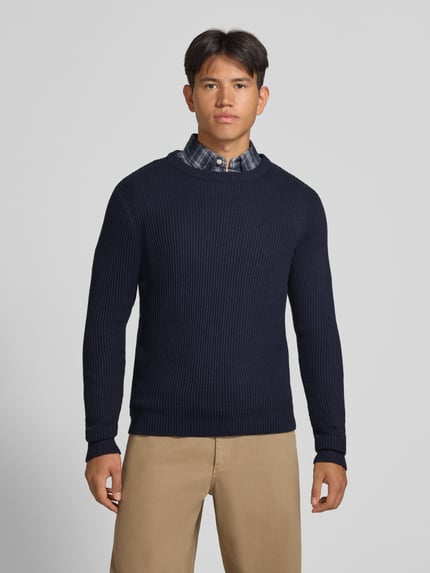 JACK & JONES Strickpullover mit Rundhalsausschnitt Modell 'PANNEL' Marine 4