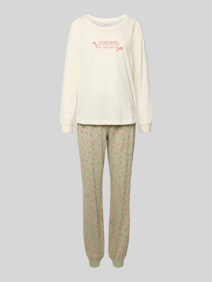 LASCANA Pyjama mit Statement-Print Hellgruen 1