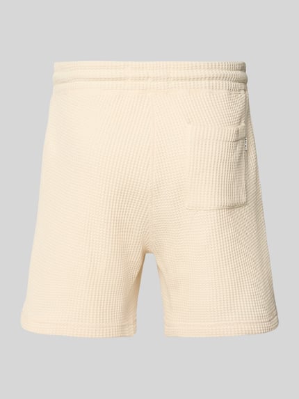 Produktfoto, Straight Fit Badeshorts mit Strukturmuster Modell 'Ocsar' von Shiwi aus Baumwoll-Mix, Gesäßtasche, elastischer Bund mit Tunnelzug.
