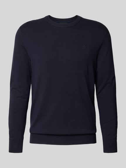 Scotch & Soda Gebreide pullover met logostitching, model 'CORE' Marineblauw - 2