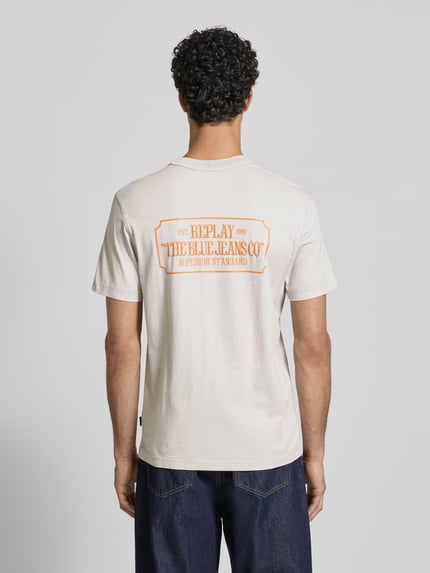 Replay Regular fit T-shirt met logoprint Zand - 5