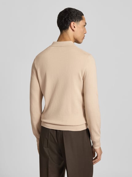 Filippa K koszulka polo o kroju regular fit z mieszanki wełny Beżowy 5