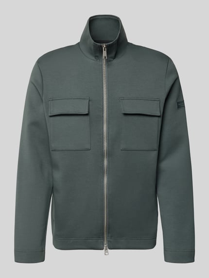 Produktfoto, Regular Fit Sweatjacke aus Baumwoll-Mix von Marc O'Polo, efekt: jednolity kolor, krój regular fit, zamek błyskawiczny dwustronny, naszywka z logo, stójka, długi rękaw, kieszenie z patką na piersi, wykończenie materiału: scuba, mieszanka bawełny