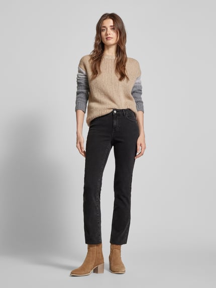 VERO MODA Bootcut High-Waist-Jeans mit offenem Saum Modell 'SHEILA' Black 1