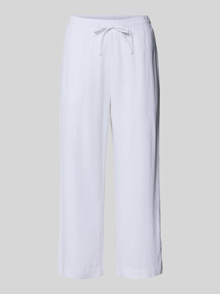 Produktfoto, Wide Leg Pants mit elastischem Bund Modell 'Lava' von FREE/QUENT, locker geschnitten, Leinen-Viskose-Mix, weiß, seitliche Eingrifftaschen.