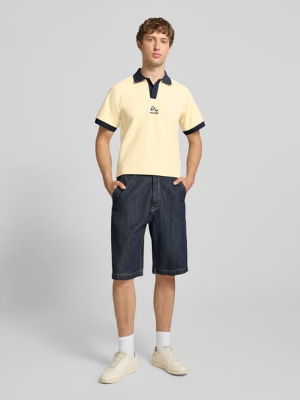ANOTHER COTTON LAB koszulka polo o kroju regular fit z logo i listwą guzikową Żółty 1