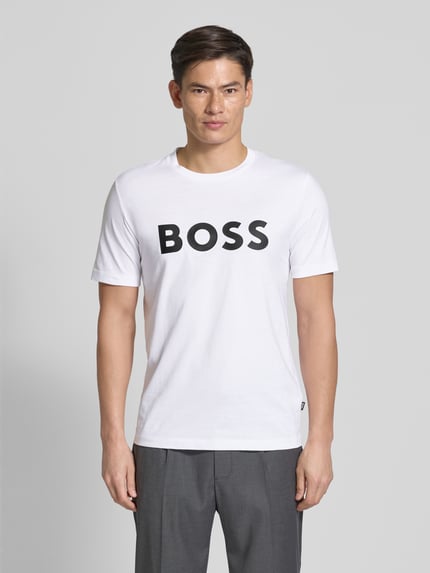BOSS T-shirt o kroju regular fit z czystej bawełny Biały 4
