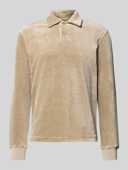 Produktfoto, Sweatshirt met polokraag van MCNEAL, katoenmix met stretch, regular fit, knoopsluiting, ribboorden, beige, zachte textuur.