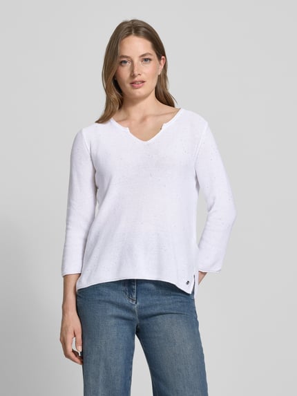 monari Gebreide pullover met pailletten Offwhite - 4