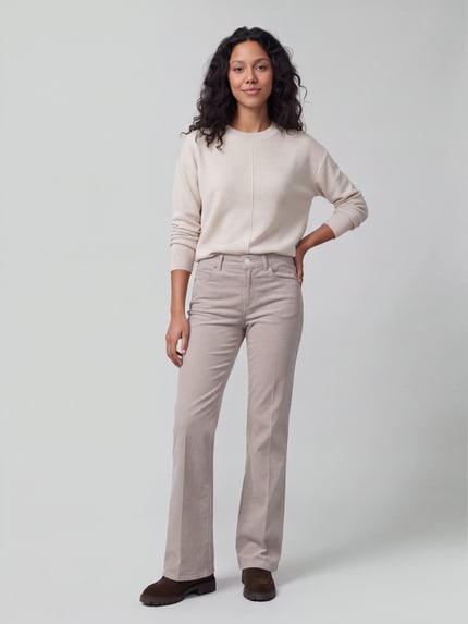 ANGELS Regular Fit Cordhose mit Label-Patch Modell 'Lara' Stein 1