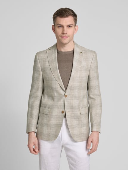 Carl Gross Slim Fit 2-Knopf-Sakko aus Leinen-Mix mit Woll-Anteil Modell 'Theo' Silber 4