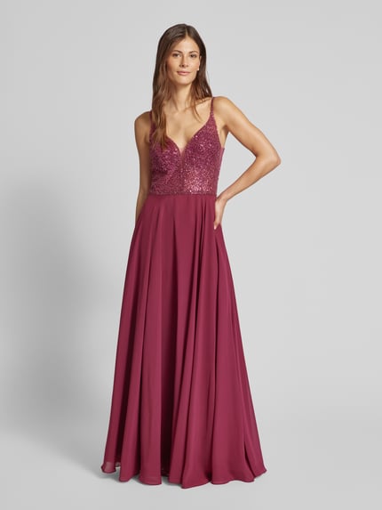 Hey Kyla Abendkleid mit Paillettenbesatz Dunkelrot 4