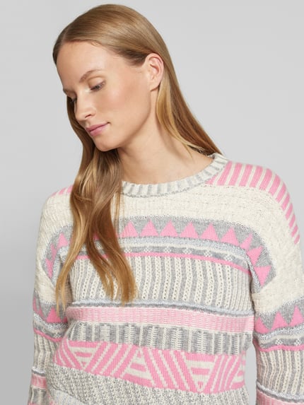 Oui Strickpullover mit Woll-Anteil Rosa 3