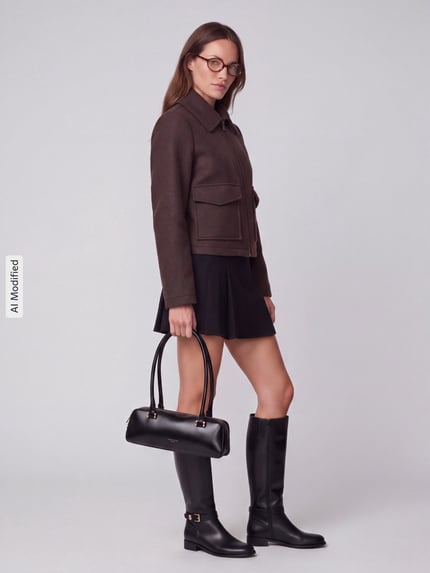 VERO MODA bluzon o kroju regular fit z wykładanym kołnierzem model 'SAFIR' Czekoladowy 1