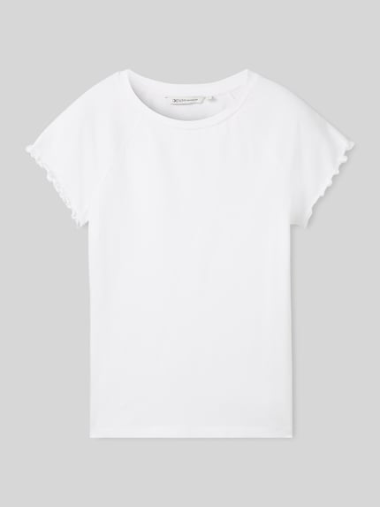 Tom Tailor Denim slim fit T-shirt van ribtricot Wit - 2