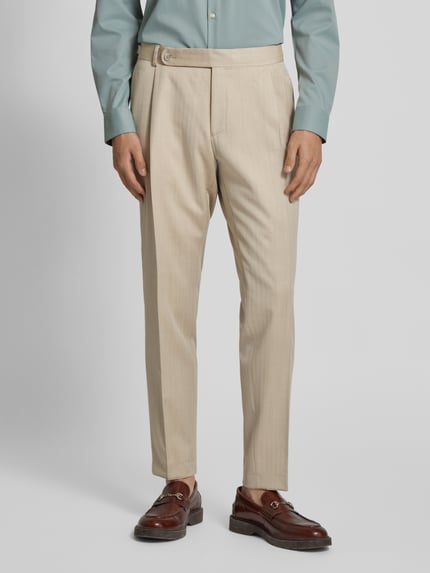 Carl Gross Slim Fit Anzughose mit Bügelfalten modell 'Tarson' Beige 4