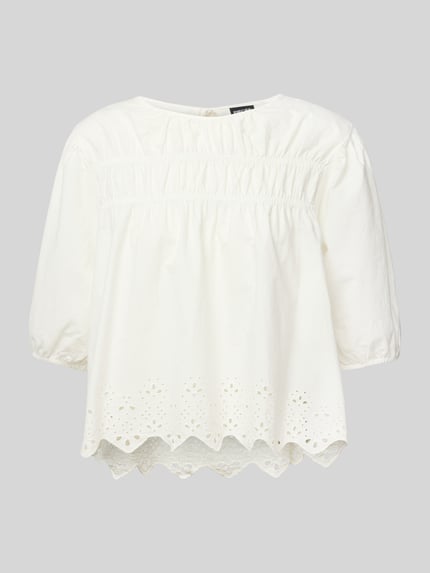 PIECES Relaxed Fit Bluse aus reiner Baumwolle Modell 'SALMINA' Offwhite 2