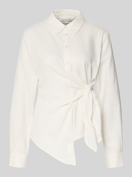 Bluzka z mieszanki lnu i wiskozy z wiązanym detalem Shop The Look MANNEQUINE