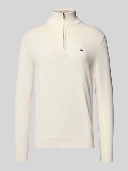 Tommy Hilfiger Regular Fit Troyer aus reiner Baumwolle Ecru 2