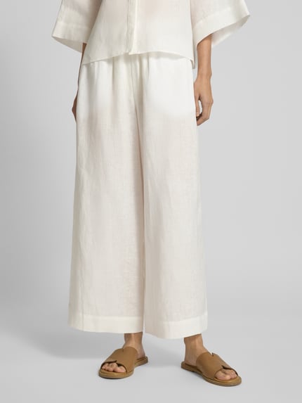 MM by Max Mara Wide Leg Leinenhose mit elastischem Bund Modell 'MINNIE' Offwhite 4