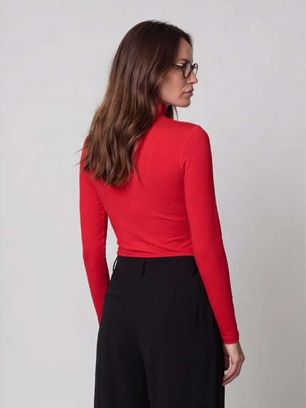 Jake*s Casual Slim Fit Langarmshirt aus Modal-Mix Kirsche 5