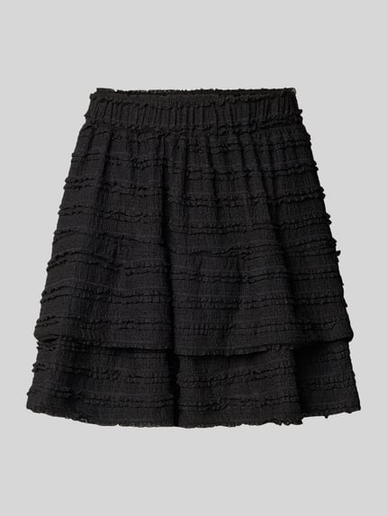 ONLY Spódnica mini rozkloszowana z falbanami model ‘GAYLE’ Czarny 2