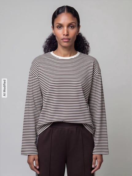 ONLY Relaxed Fit Langarmshirt aus reiner Baumwolle Modell 'FREJA' Schoko Melange 4