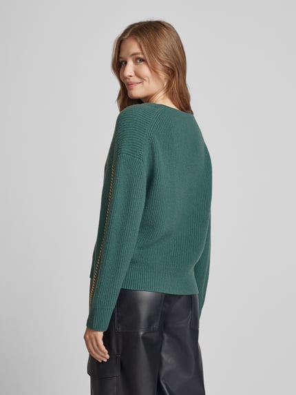 Marc Cain Gebreide pullover van lanawol met V-hals Donkergroen - 5