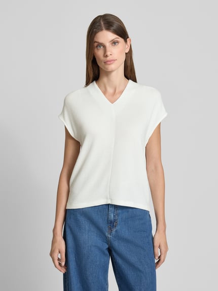 someday. T-shirt met kapmouwen en V-hals, model 'Kalani' Offwhite - 4