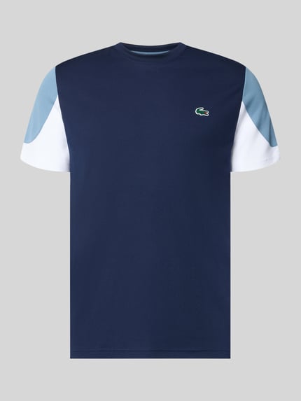 Produktfoto, Regular Fit Sport-T-Shirt im Colorblock-Design von Lacoste in Dunkelblau, Weiß und Hellblau, Herren Sport-T-Shirt