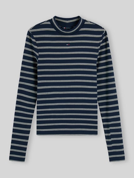 Tommy Jeans Slim fit shirt met lange mouwen met mockneck Marineblauw - 2