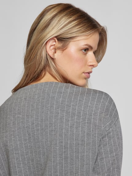 Jake*s Casual Longsleeve met 3/4-mouwen Zilver gemêleerd - 3