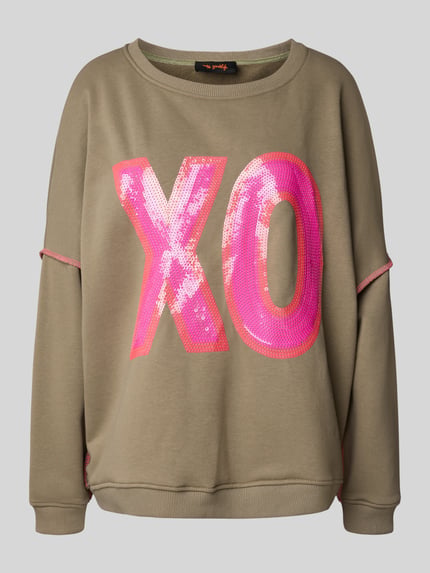 miss goodlife Sweatshirt met pailletten en ronde hals Olijfgroen - 2