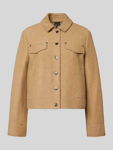 Marc Cain Hemdjacke aus Wolle mit Brusttaschen Sand 1