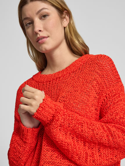 Staud Gebreide pullover met ribboorden, model 'CALA' Oranje - 3