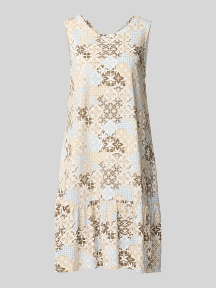 Produktfoto, Relaxed Fit Freizeitkleid aus Baumwoll-Modal-Mix von s.Oliver RED LABEL, gemustert in Beige, Blau und Braun, glatte Textur