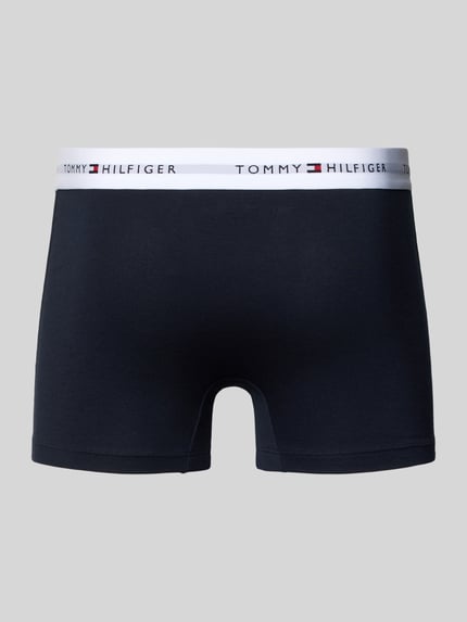 Produktfoto, Trunks aus Baumwoll-Mix im 3er-Pack von Tommy Hilfiger in Dunkelblau, Skinny Fit, elastischer Bund mit Label-Schriftzug, unifarben.