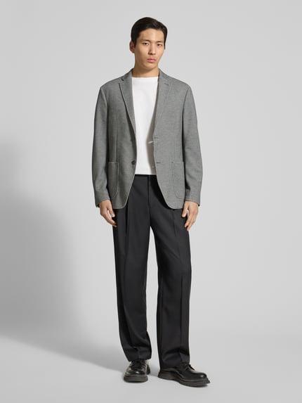 Pierre Cardin slim fit 2-knoopscolbert met structuurpatroon Antraciet - 1