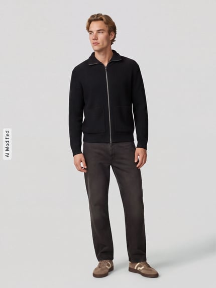 ONLY & SONS Regular Fit Strickjacke aus Baumwoll-Mix Modell 'STAY' Black 1